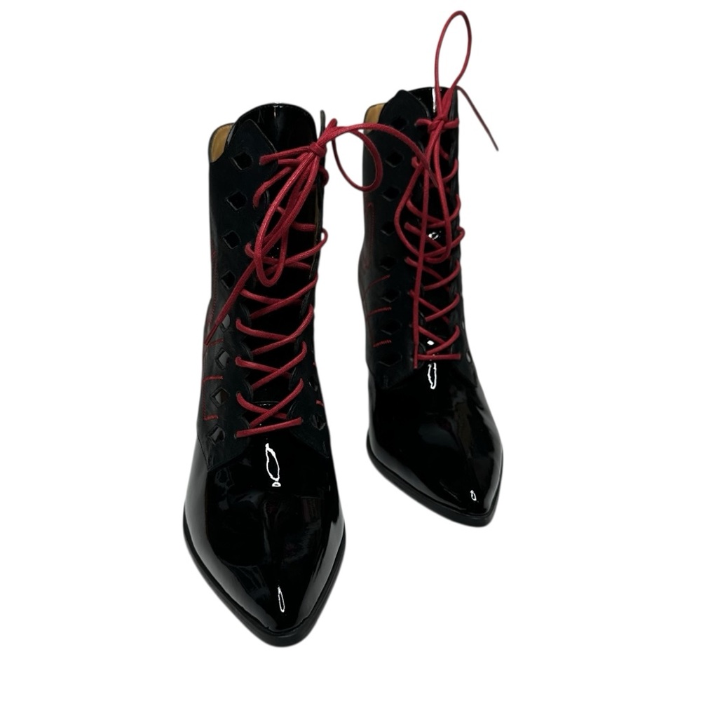 NEW John Fluevog Deliverance Brit Regal Lace-Up Ankle Booties w/ Rococo Heel 7.5 - Picture 6 of 15